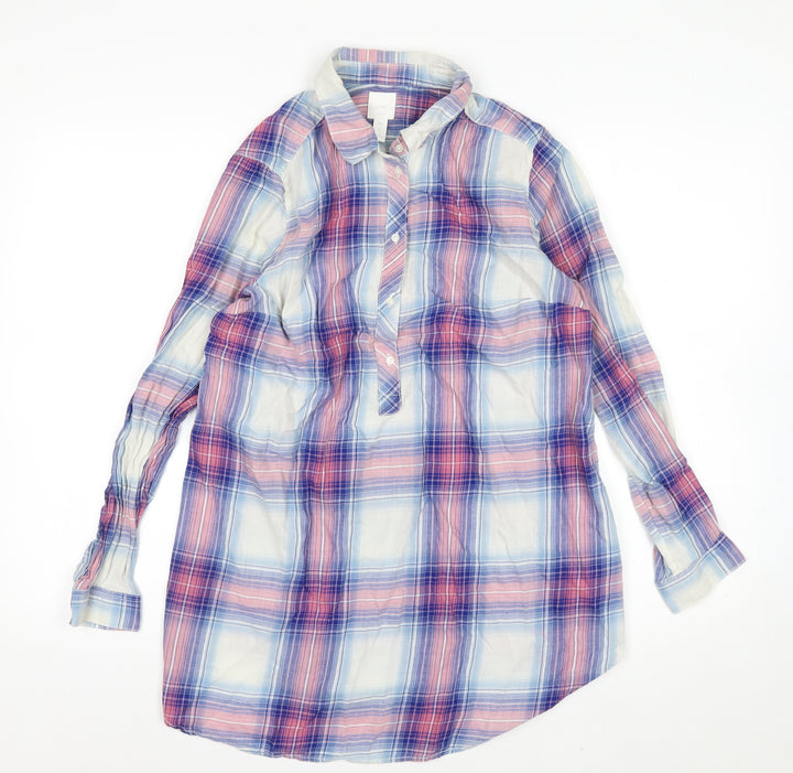 H&M Women’s Multicoloured Check Cotton Maternity Button-Up Shirt Small