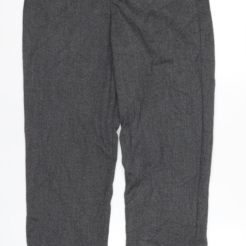 Zara Women Grey Straight Leg Trousers Size 8 Elastic Waist Workwear