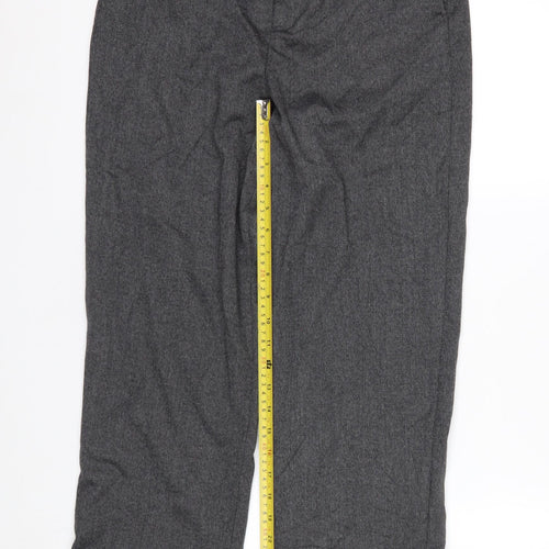 Zara Women Grey Straight Leg Trousers Size 8 Elastic Waist Workwear