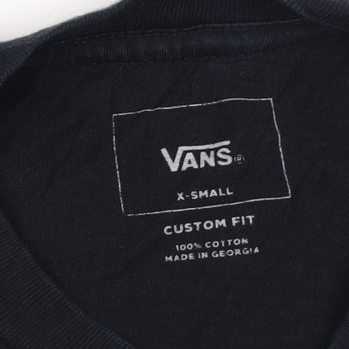 Vans Men's Black XS Custom Fit Cotton Logo T-Shirt