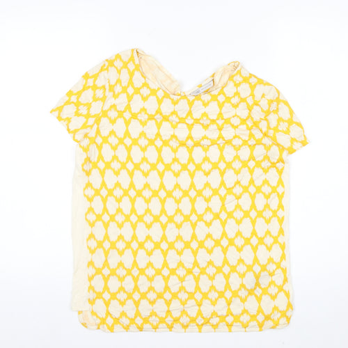 Marks and Spencer Womens Yellow Geometric Jersey T-Shirt Size 10