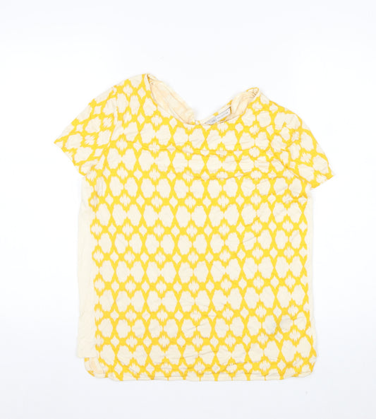 Marks and Spencer Womens Yellow Geometric Jersey T-Shirt Size 10