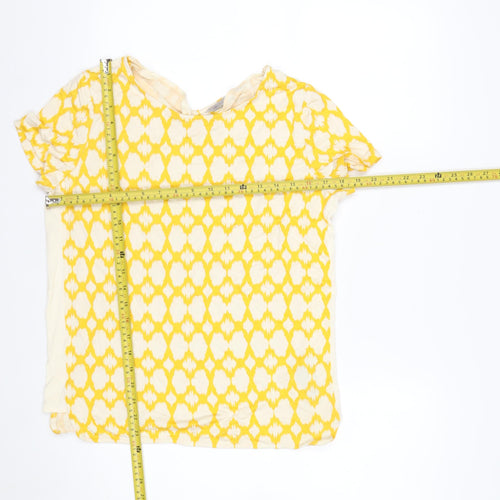 Marks and Spencer Womens Yellow Geometric Jersey T-Shirt Size 10