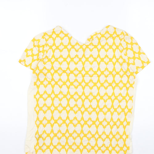 Marks and Spencer Womens Yellow Geometric Jersey T-Shirt Size 10