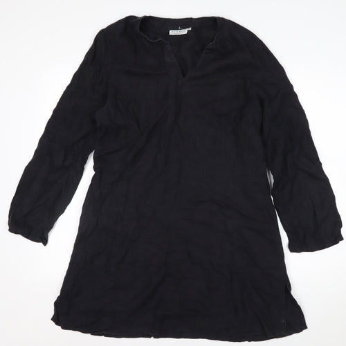 Hennes Women Black Linen Knee Length Shift Dress M
