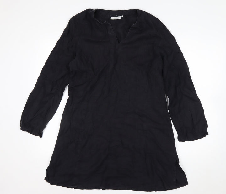 Hennes Women Black Linen Knee Length Shift Dress M