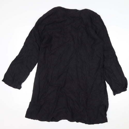 Hennes Women Black Linen Knee Length Shift Dress M