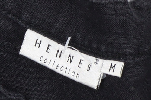Hennes Women Black Linen Knee Length Shift Dress M