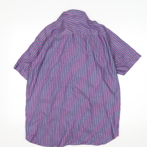 Blue Harbour Men's Blue Striped Short Sleeve Cotton Button-Up Shirt M