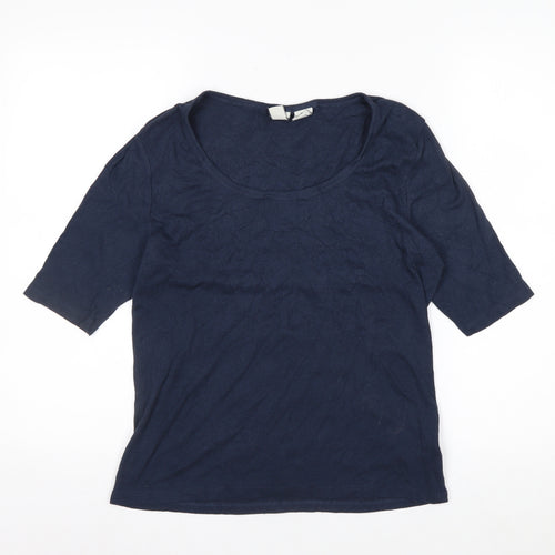 Joie Womens Blue Basic Scoop Neck Short Sleeve Jersey T-Shirt Size L