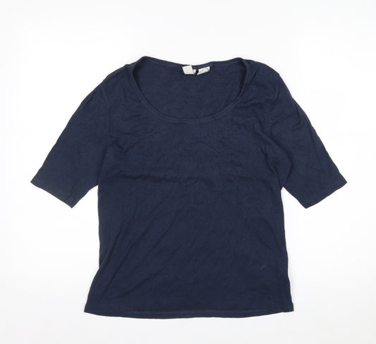 Joie Womens Blue Basic Scoop Neck Short Sleeve Jersey T-Shirt Size L