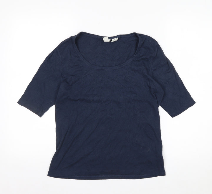 Joie Womens Blue Basic Scoop Neck Short Sleeve Jersey T-Shirt Size L
