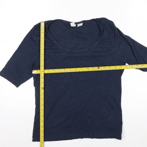 Joie Womens Blue Basic Scoop Neck Short Sleeve Jersey T-Shirt Size L