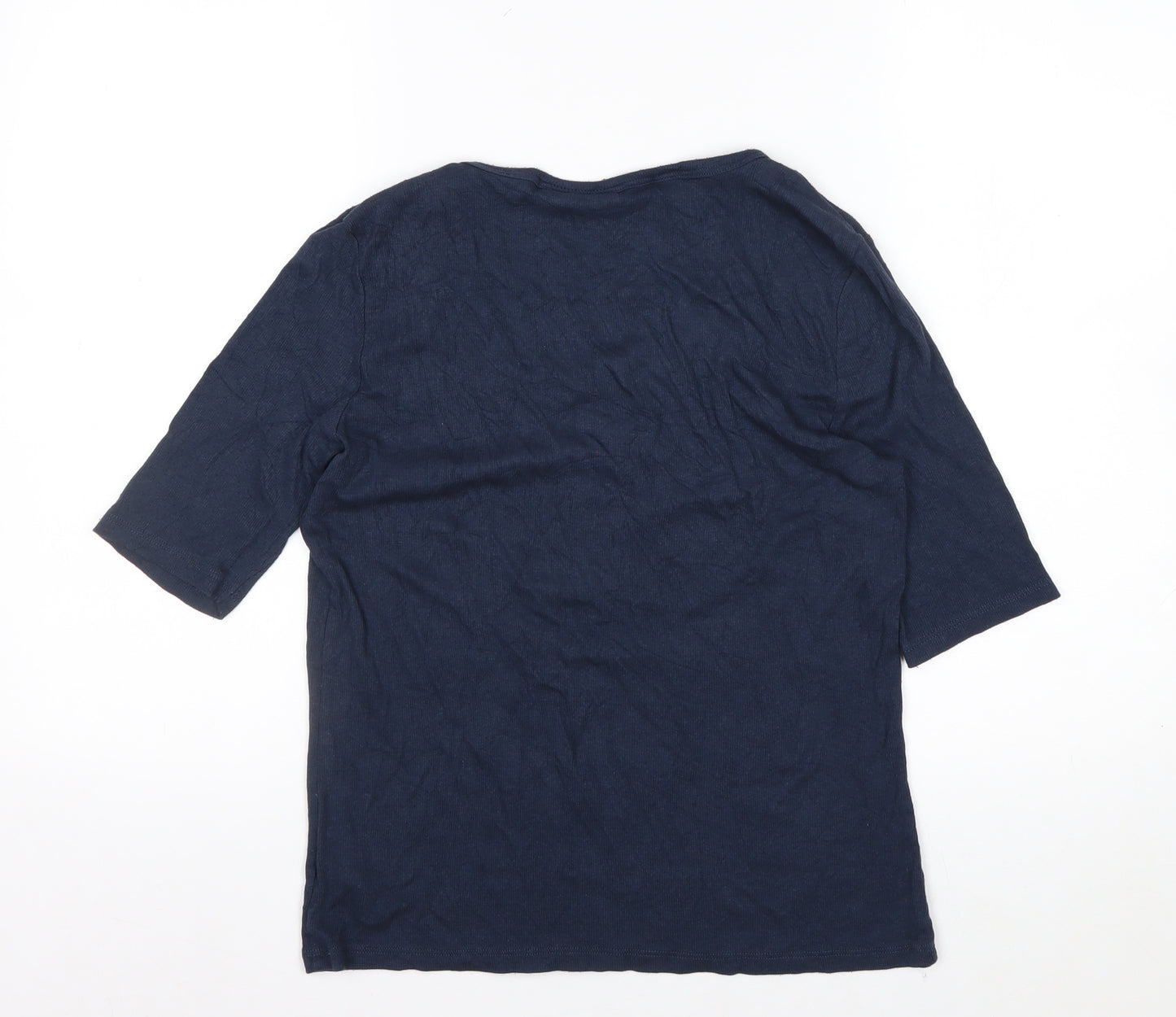 Joie Womens Blue Basic Scoop Neck Short Sleeve Jersey T-Shirt Size L