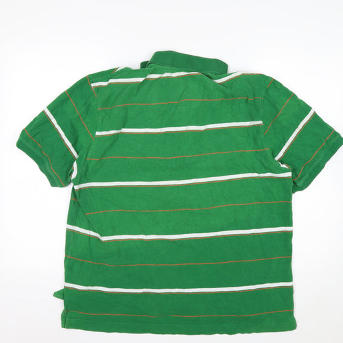 Lee Cooper Men's Green Striped Short Sleeve Collared Polo Shirt XL