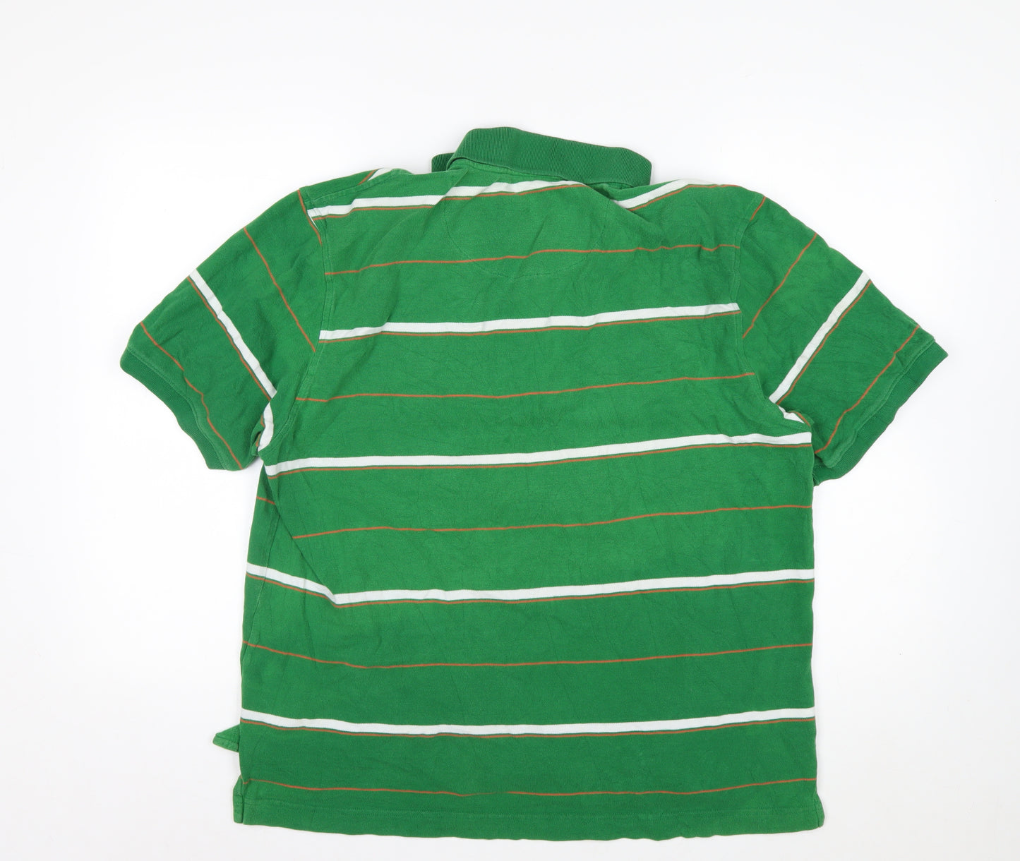 Lee Cooper Men's Green Striped Short Sleeve Collared Polo Shirt XL