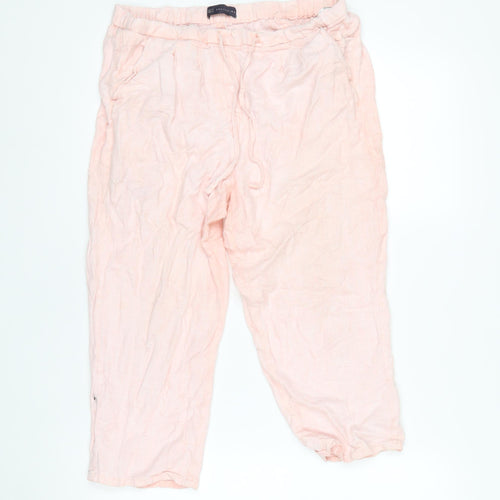 Marks and Spencer Womens Pink Linen Cropped Trousers Size 12