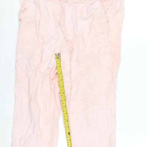 Marks and Spencer Womens Pink Linen Cropped Trousers Size 12