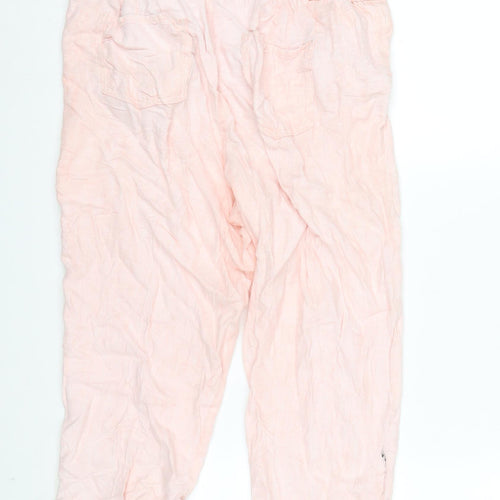 Marks and Spencer Womens Pink Linen Cropped Trousers Size 12