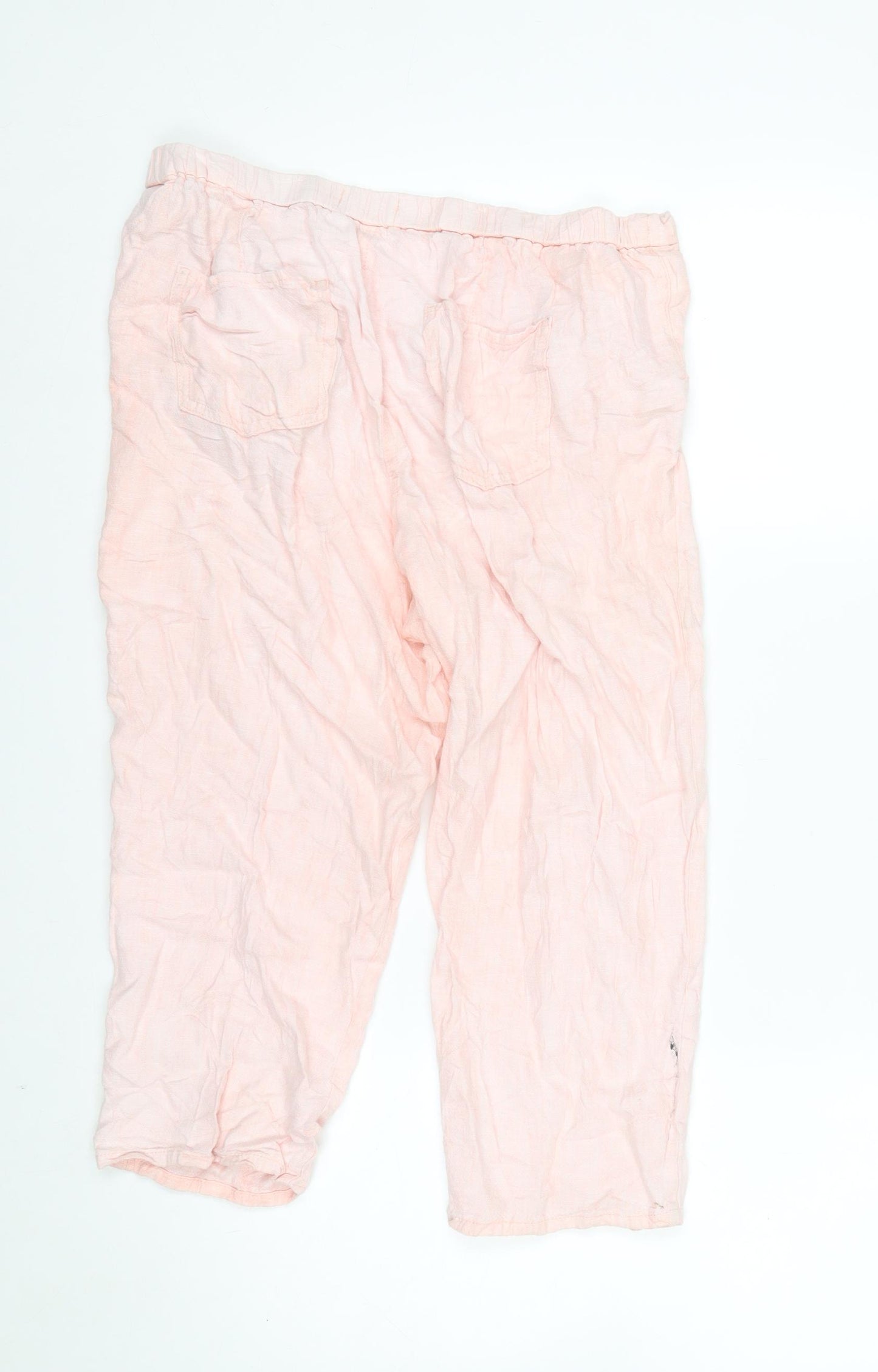 Marks and Spencer Womens Pink Linen Cropped Trousers Size 12
