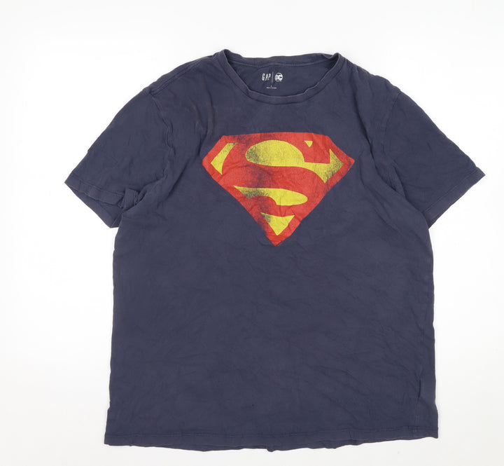 GAP DC Superman Navy Blue Men's Large Graphic Cotton T-Shirt
