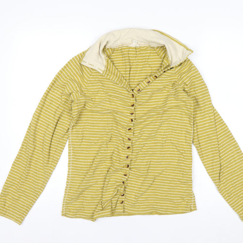 White Stuff Women's Yellow Striped Cotton Long Sleeve Button-Up Shirt UK 14