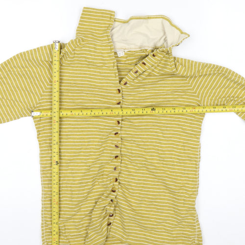 White Stuff Women's Yellow Striped Cotton Long Sleeve Button-Up Shirt UK 14