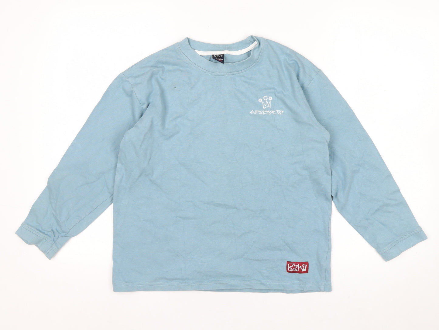 Next Boys Blue Long Sleeve Cotton Crew Neck T-Shirt 10 Years