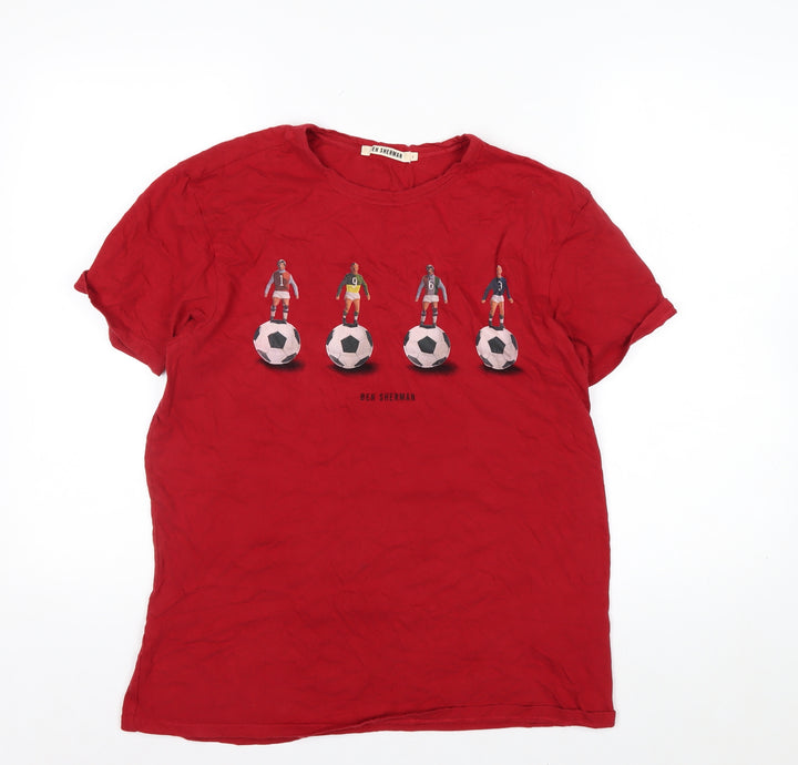Ben Sherman Men's Red Football Graphic T-Shirt Size S Cotton