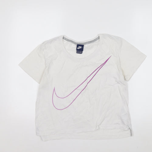 Nike Women’s White XS Sports T-Shirt with Purple Logo