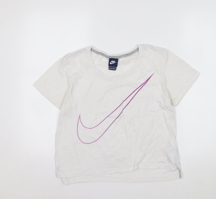 Nike Women’s White XS Sports T-Shirt with Purple Logo