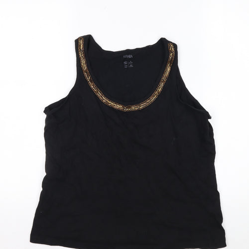 Esmara Women Black Beaded Scoop Neck Tank Top Size 14/16