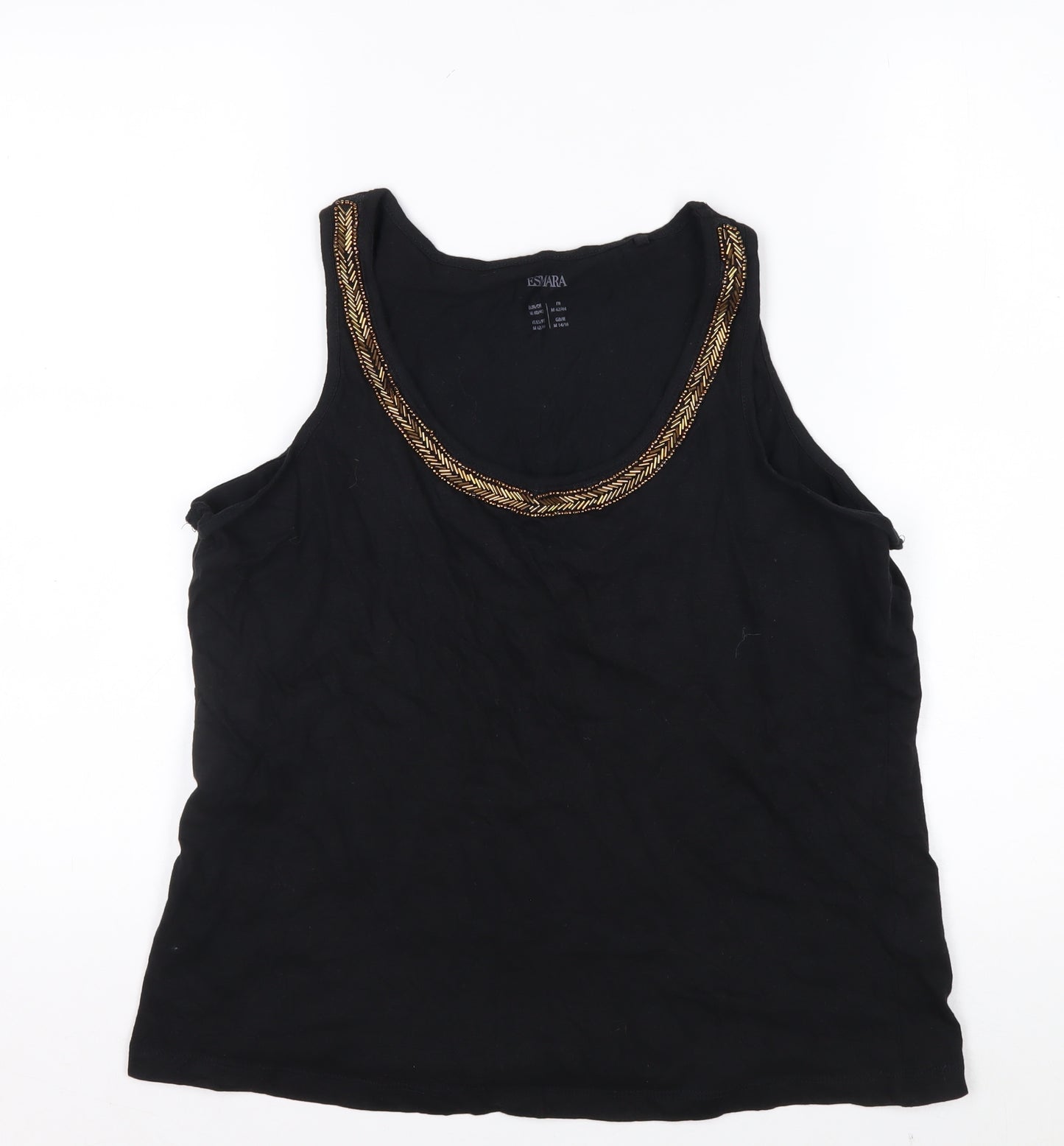 Esmara Women Black Beaded Scoop Neck Tank Top Size 14/16