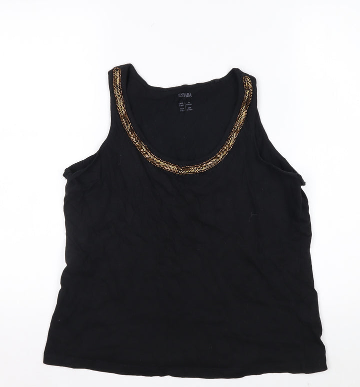 Esmara Women Black Beaded Scoop Neck Tank Top Size 14/16