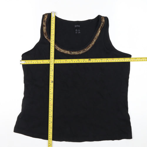 Esmara Women Black Beaded Scoop Neck Tank Top Size 14/16