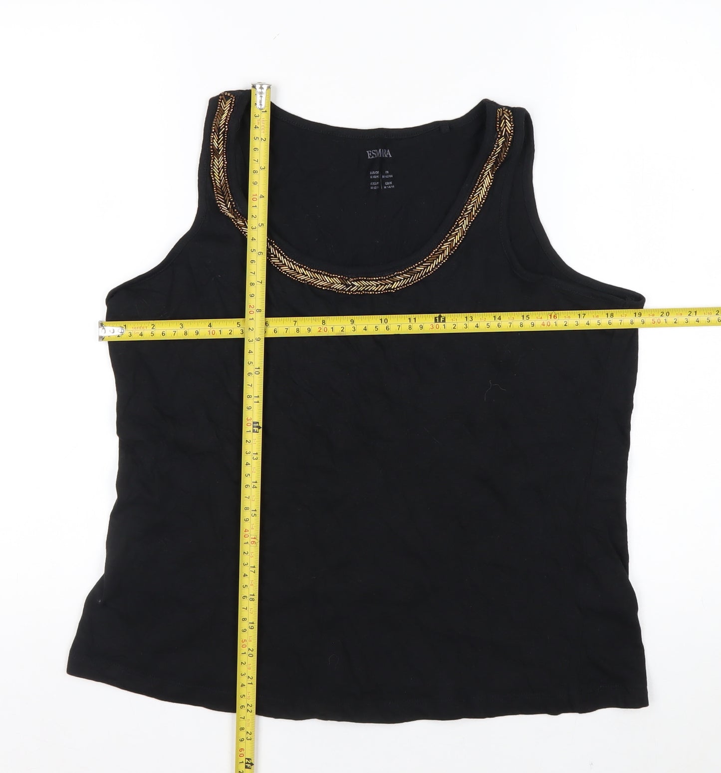 Esmara Women Black Beaded Scoop Neck Tank Top Size 14/16