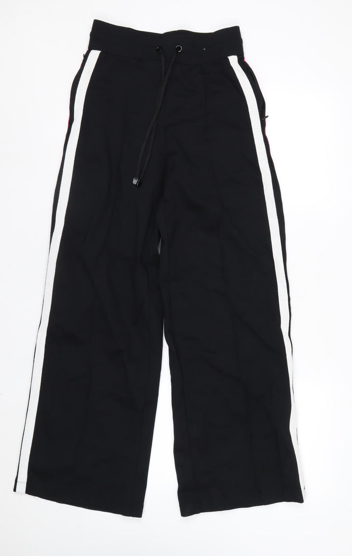 Marks and Spencer Women's Black Track Pants Size 6 Tall Wide-Leg Activewear Trousers