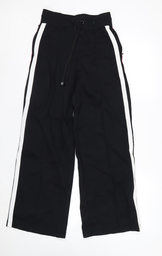 Marks and Spencer Women's Black Track Pants Size 6 Tall Wide-Leg Activewear Trousers