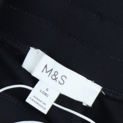 Marks and Spencer Women's Black Track Pants Size 6 Tall Wide-Leg Activewear Trousers