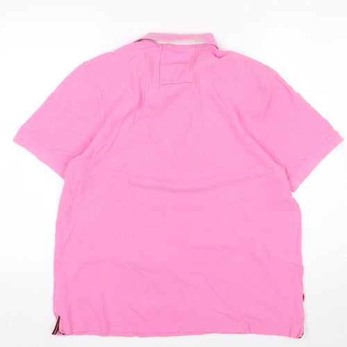 Luke Men's Pink 3XL Button-Down Collared Cotton Polo Shirt