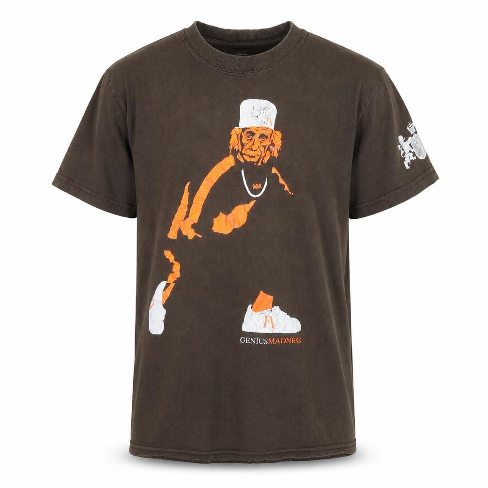 F Asylum Men's Brown Graphic Print Short Sleeve Cotton T-Shirt Size S