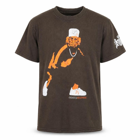 F Asylum Men's Brown Graphic Print Short Sleeve Cotton T-Shirt Size S