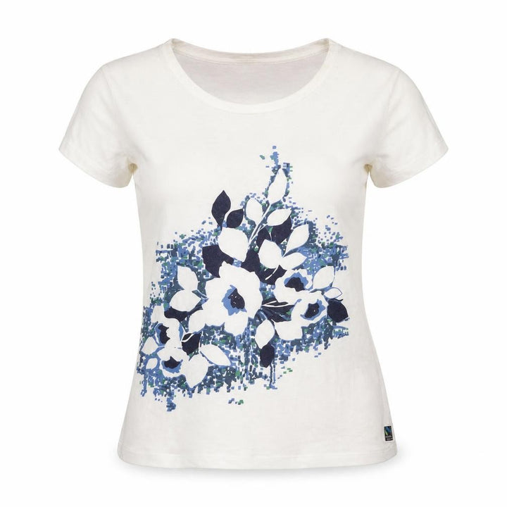 Monsoon Womens White Floral Short Sleeve T-Shirt M Fairtrade Cotton