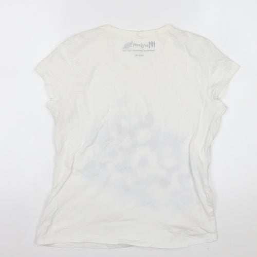 Monsoon Womens White Floral Short Sleeve T-Shirt M Fairtrade Cotton