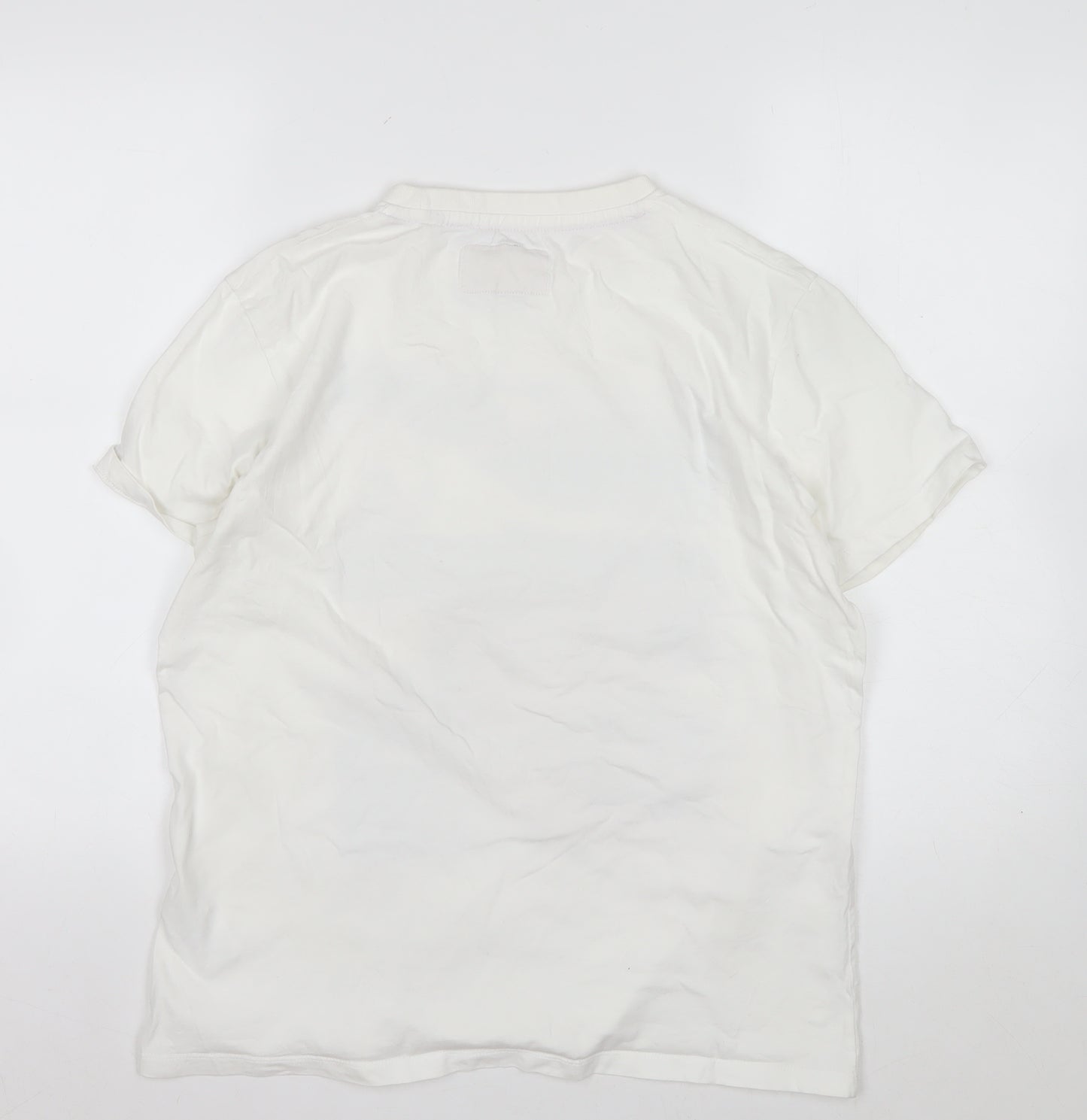 Mantaray Men’s White Graphic Print Beach City Cotton T-Shirt Size M