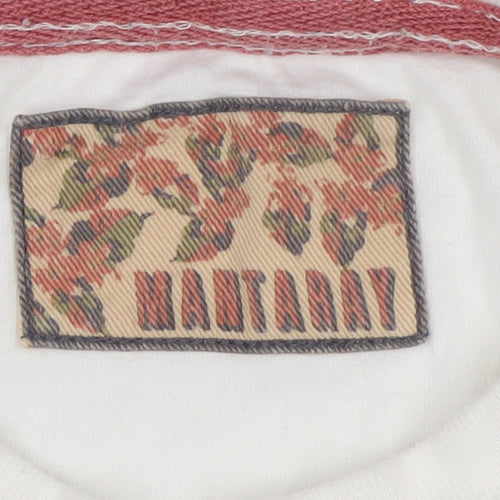 Mantaray Men’s White Graphic Print Beach City Cotton T-Shirt Size M
