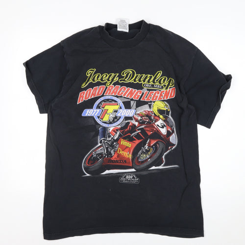 Fruit of the Loom Men's Black L Joey Dunlop Road Racing Legend Vintage T-Shirt