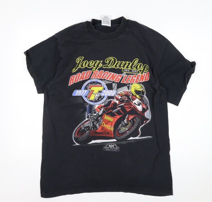 Fruit of the Loom Men's Black L Joey Dunlop Road Racing Legend Vintage T-Shirt