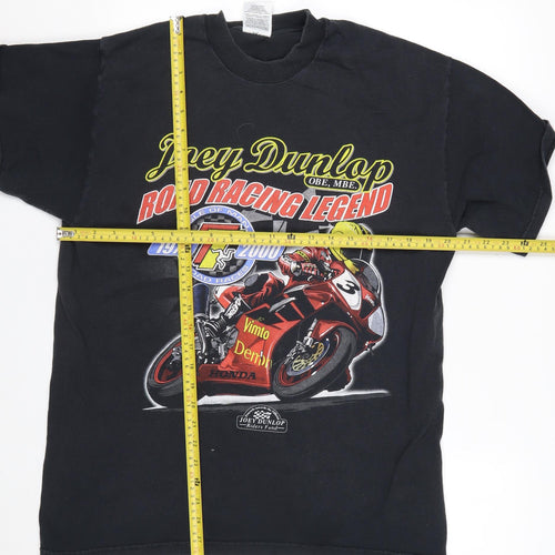Fruit of the Loom Men's Black L Joey Dunlop Road Racing Legend Vintage T-Shirt