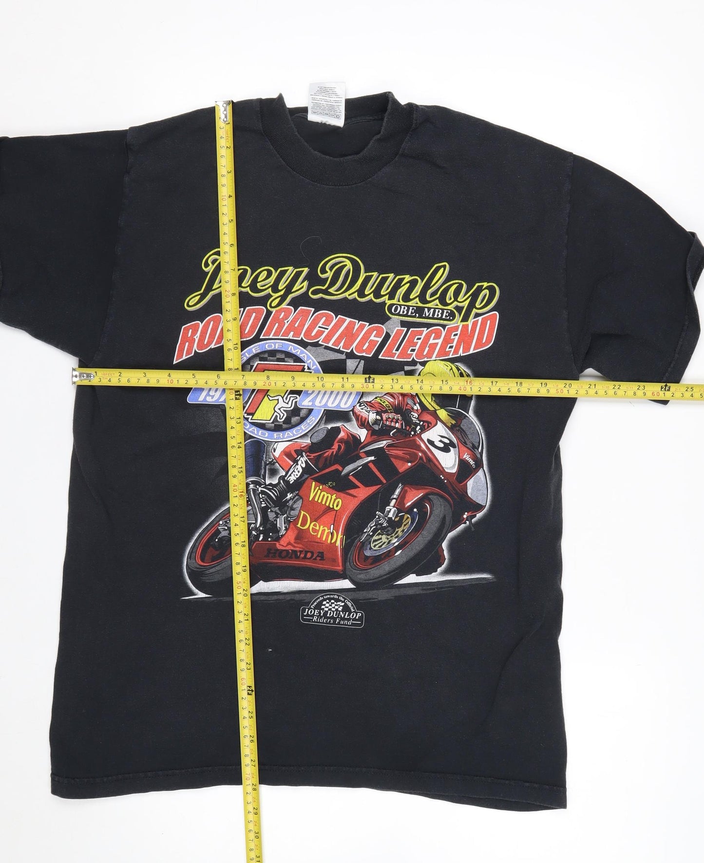 Fruit of the Loom Men's Black L Joey Dunlop Road Racing Legend Vintage T-Shirt